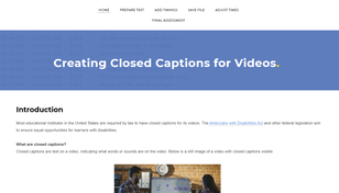 Home page of Creating Closed Captions for Videos course